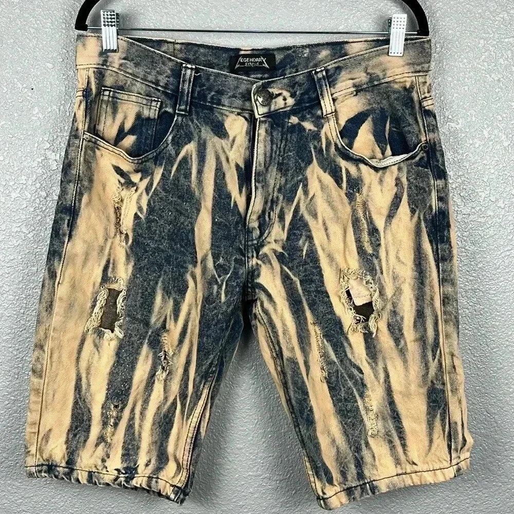 Legendary Status Mens Size 32 Vintage Y2K Tie Dye Denim Jean Shorts